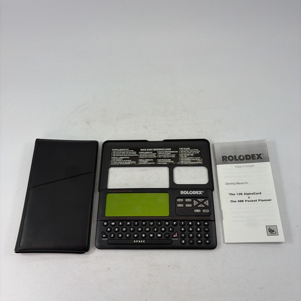 Rolodex Pocket Organizer 48K w/Case & Manual - Fully Functional Clear Display